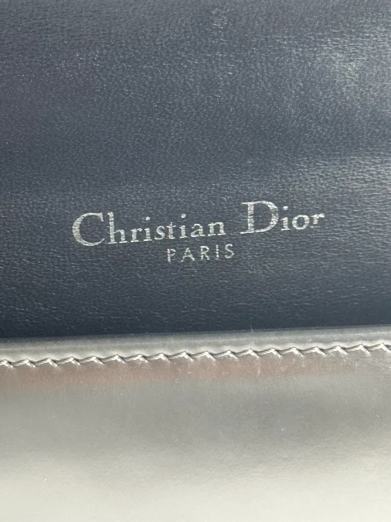 Pre Owned Christian Dior Cannage Diorama Small Silver Patent Leather