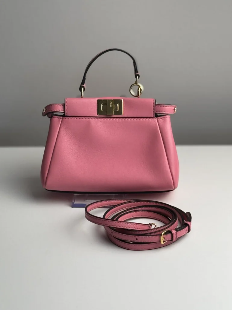 Pre Owned Fendi Shiny Nappa Micro Peekaboo Mini Pocket Crossbody Bag