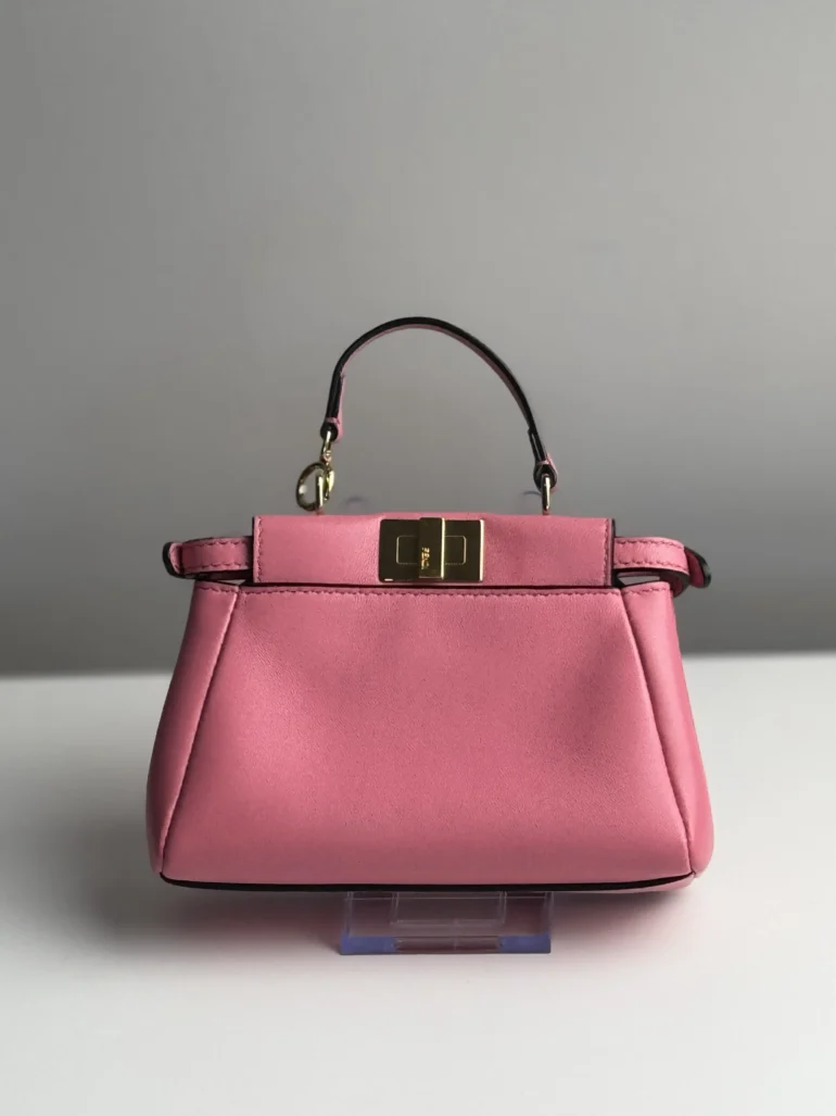 Pre Owned Fendi Shiny Nappa Micro Peekaboo Mini Pocket Crossbody Bag