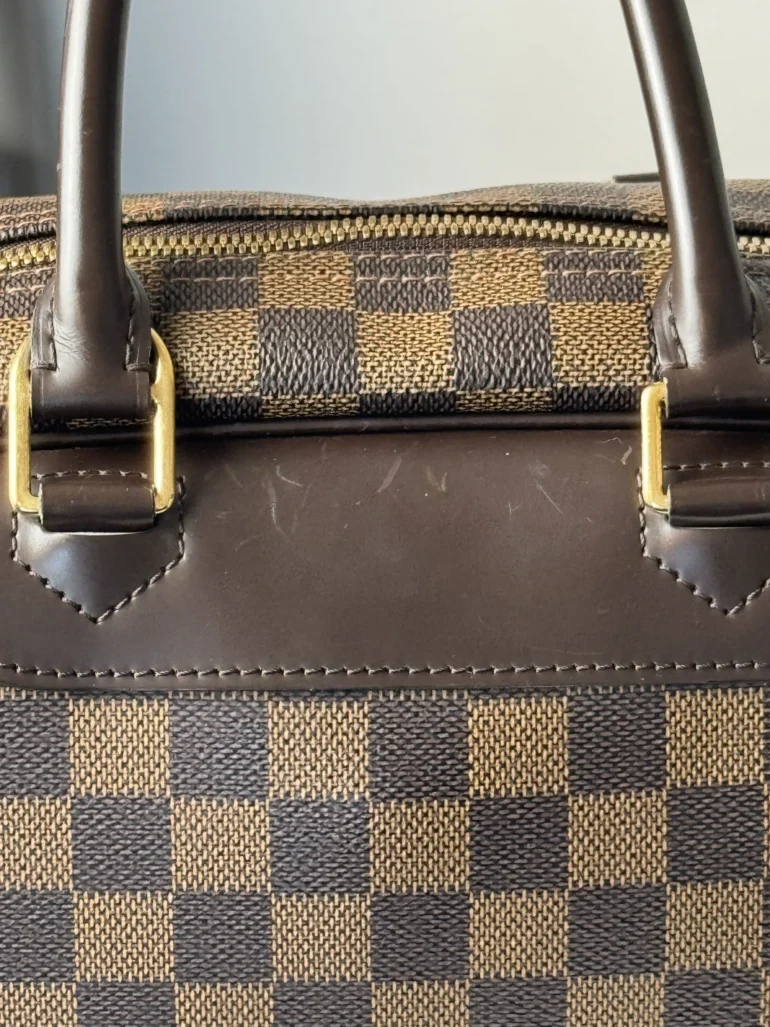 Pre Owned Louis Vuitton Damier Ebene Deauville Top Handle Bag