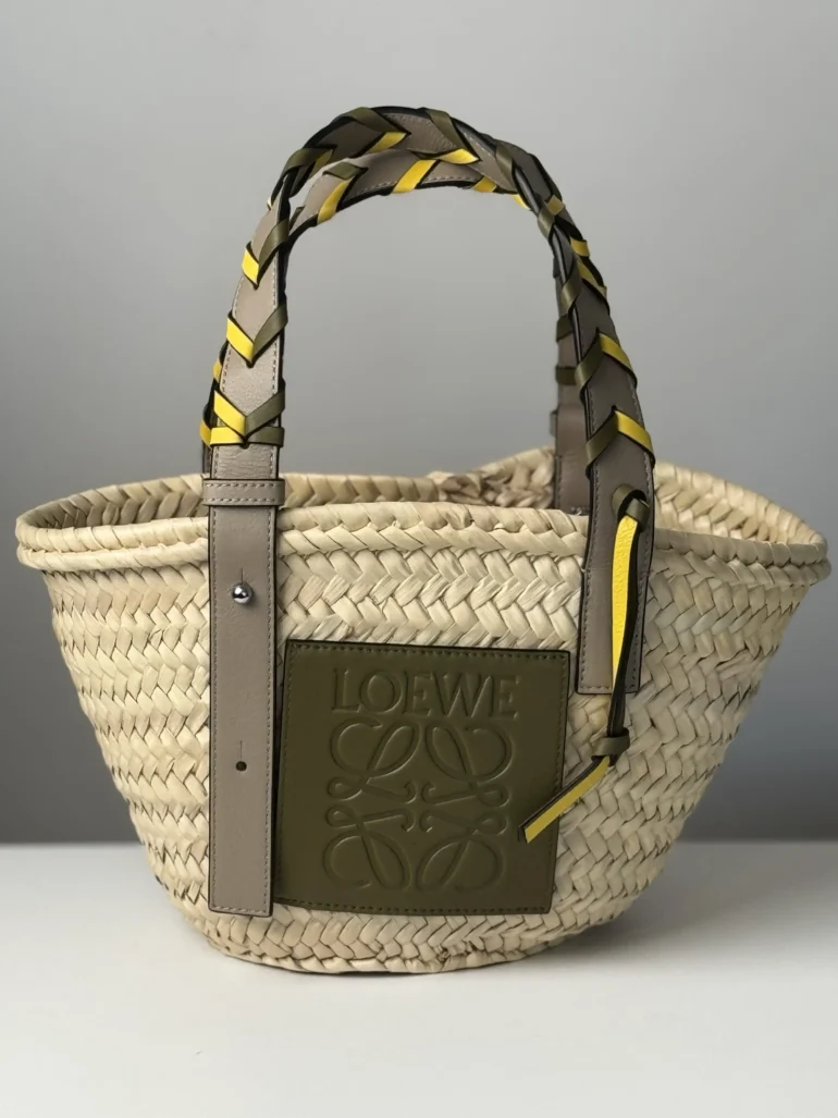 Pre Owned Loewe Braided Handle Small Basket Tote Bag