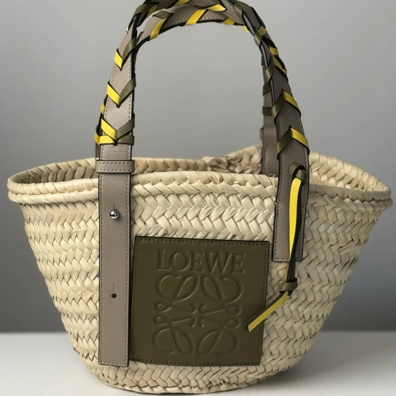 Pre Owned Loewe Braided Handle Small Basket Tote Bag