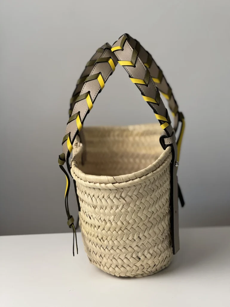 Pre Owned Loewe Braided Handle Small Basket Tote Bag
