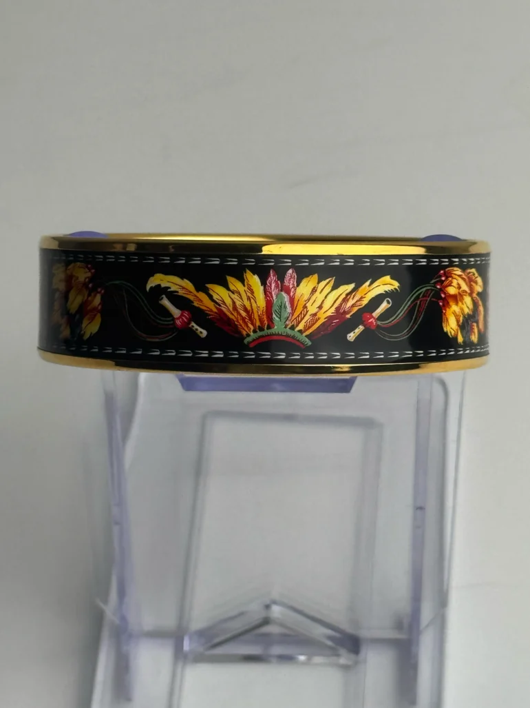 Pre Owned Hermes Enamel Brazil Wide Bangle