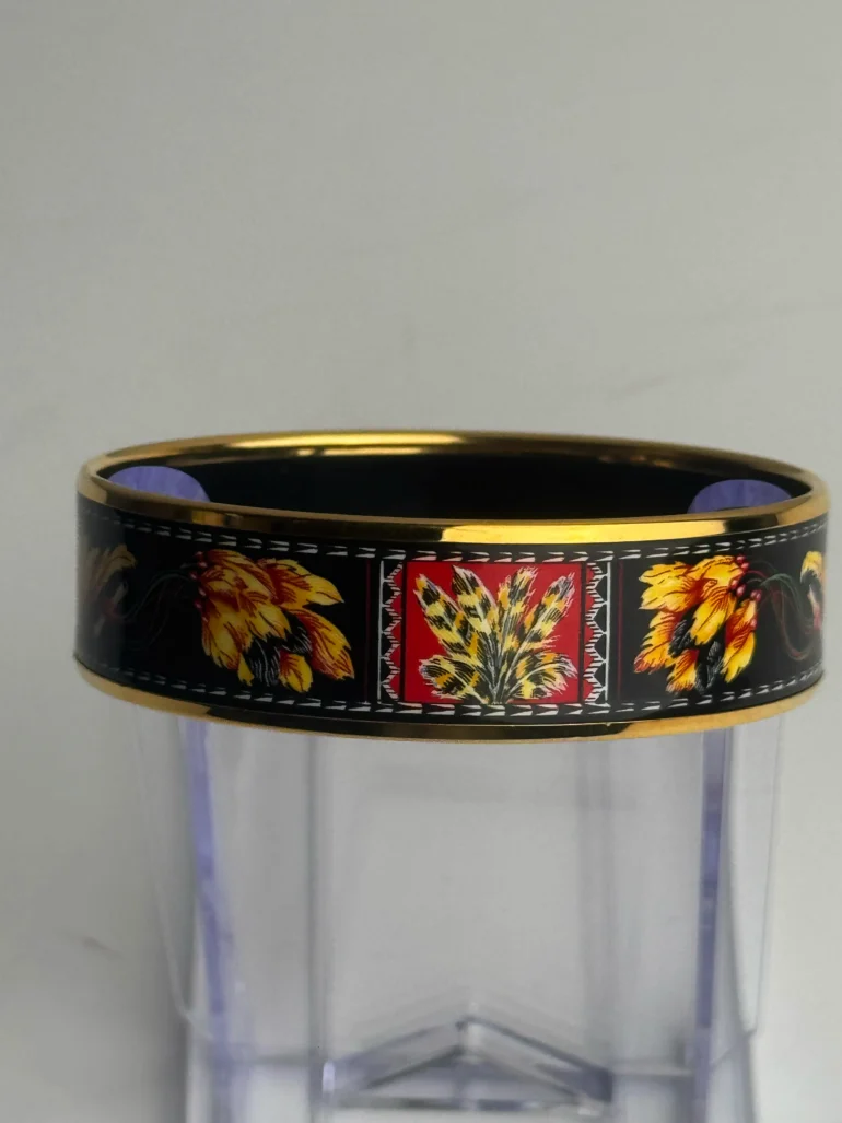 Pre Owned Hermes Enamel Brazil Wide Bangle