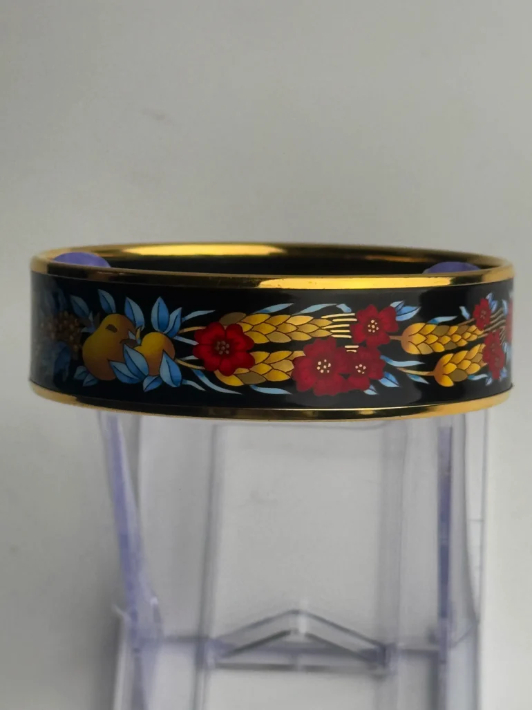 Pre Owned Hermes Gold Black Red GP Cloisonne