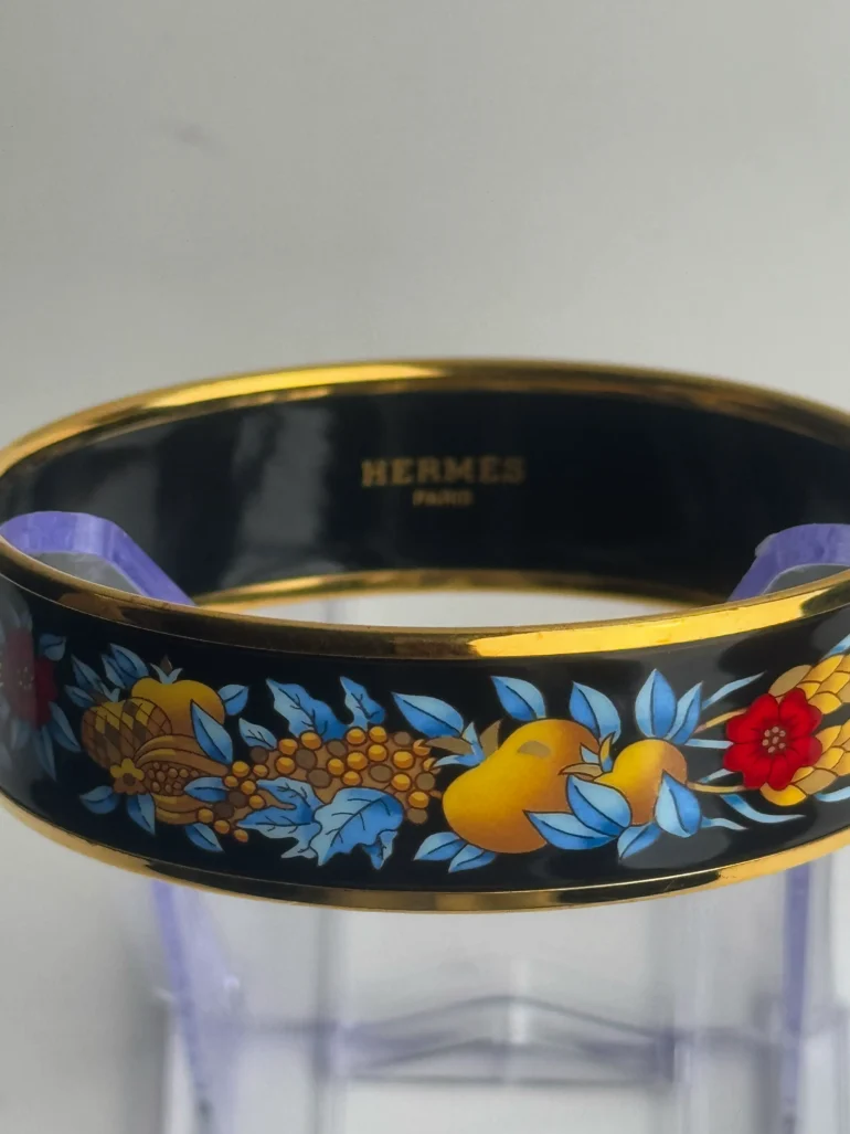 Pre Owned Hermes Gold Black Red GP Cloisonne