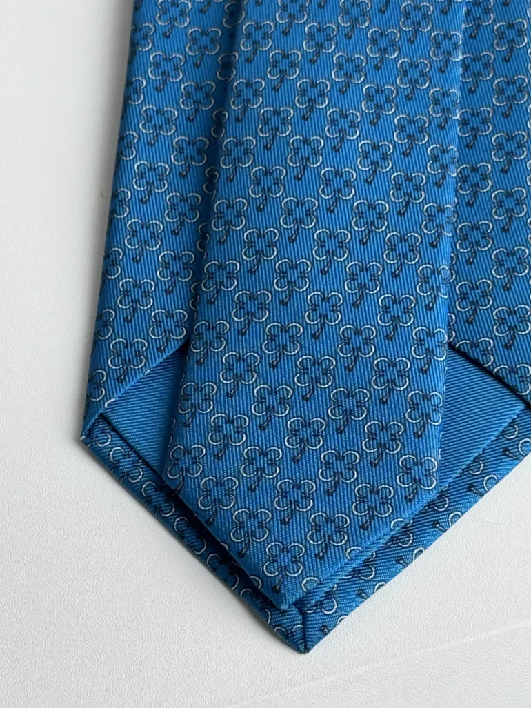 Pre Owned Hermes Blue Silk Tie