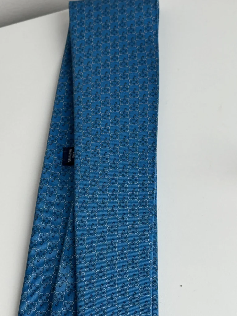 Pre Owned Hermes Blue Silk Tie
