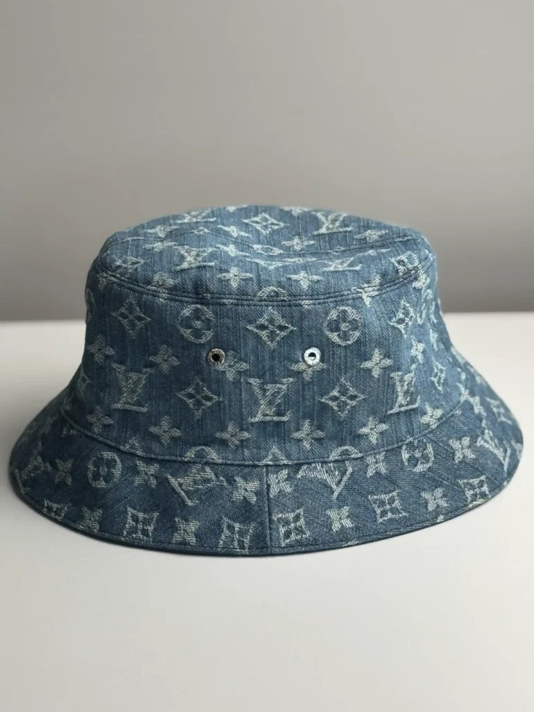 Pre Owned Louis Vuitton Denim Monogram Essential Reversible Bucket Hat