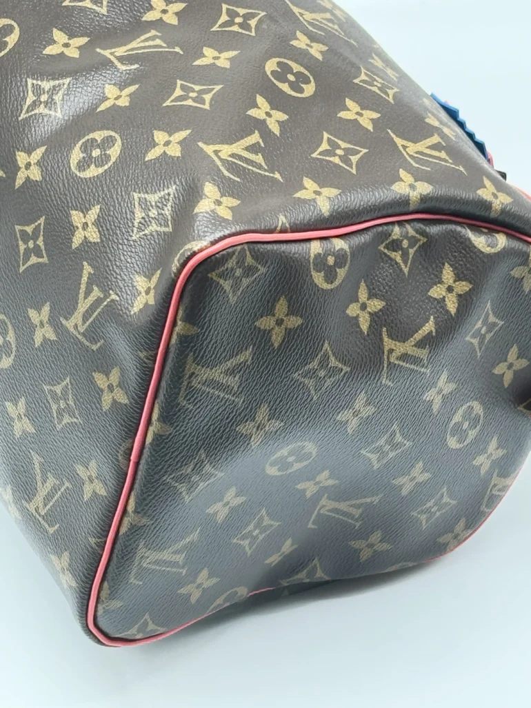 Pre Owned Louis Vuitton Speedy 30 Totem Flamingo Monogram Limited Edition Top Handle Bag