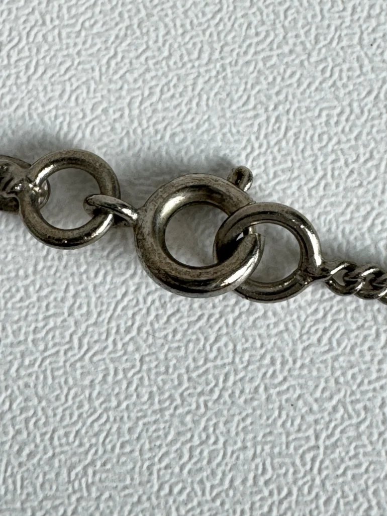Pre Owned CHANEL Silver CC And Heart Charm Pendant Necklace