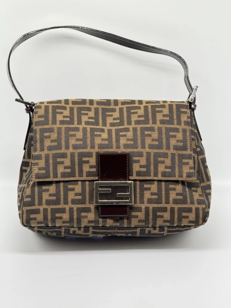 Pre Owned Fendi Zucca FF Momma Baguette Shoulder Bag