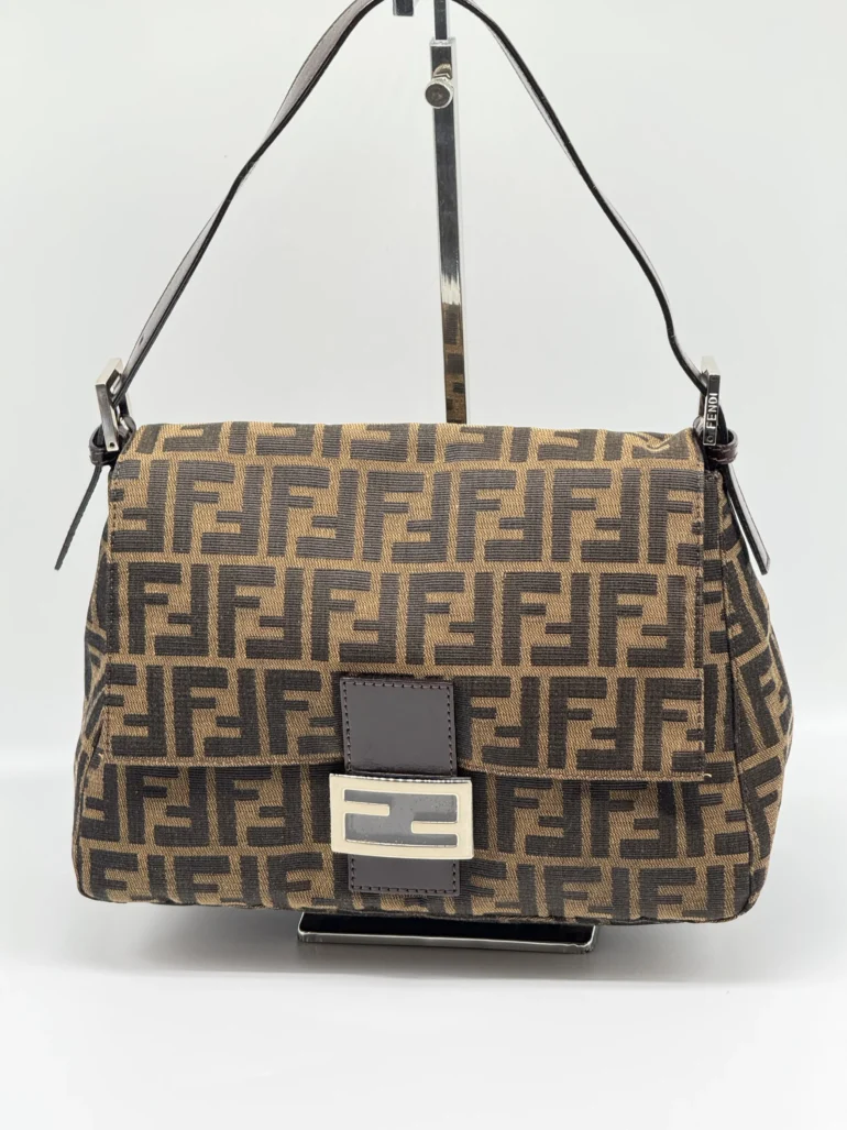 Pre Owned Fendi Zucca FF Momma Baguette Shoulder Bag