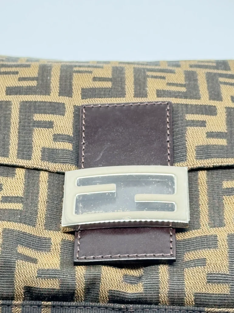 Pre Owned Fendi Zucca FF Momma Baguette Shoulder Bag