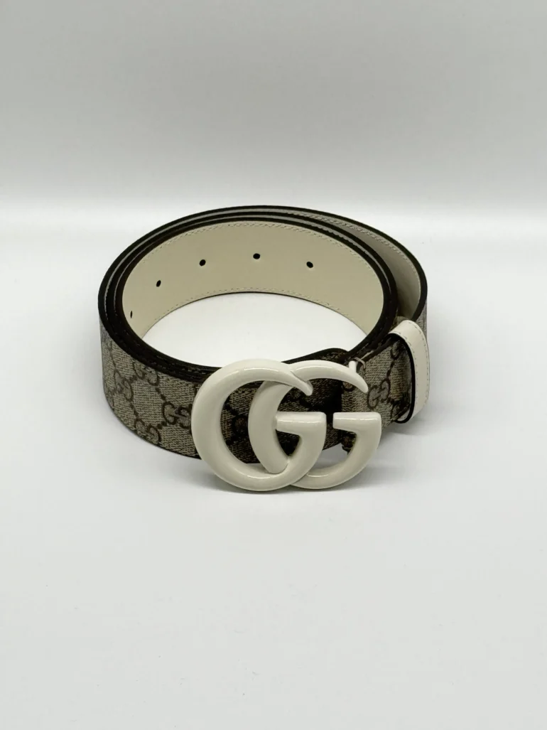 Pre Owned GG Supreme Monogram Enamel Double Ebony Mystic White GG 40 MM 100