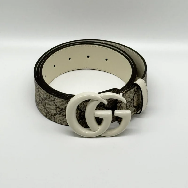 Pre Owned GG Supreme Monogram Enamel Double Ebony Mystic White GG 40 MM 100