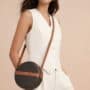 Pre Owned CELINE Leather Crossbody Bag Triomphe Round Crossbody Bag