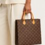Pre Owned Louis Vuitton Monogram Sac Plat Canvas Tote