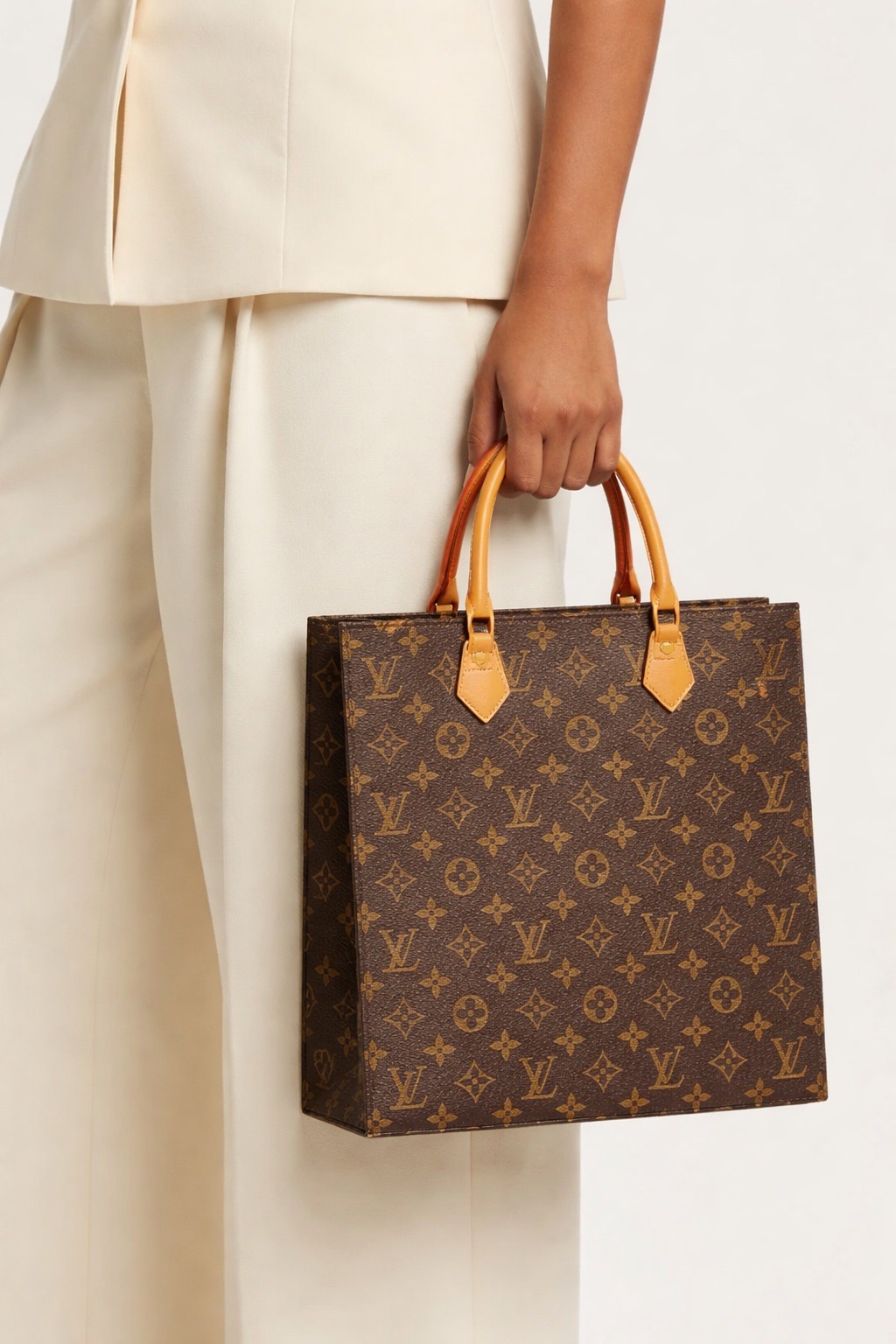 Pre Owned Louis Vuitton Monogram Sac Plat Canvas Tote