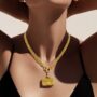 Pre Owned Chanel Multi Strand Matelasse Flap Bag Pendant Necklace 24k Gold Plated