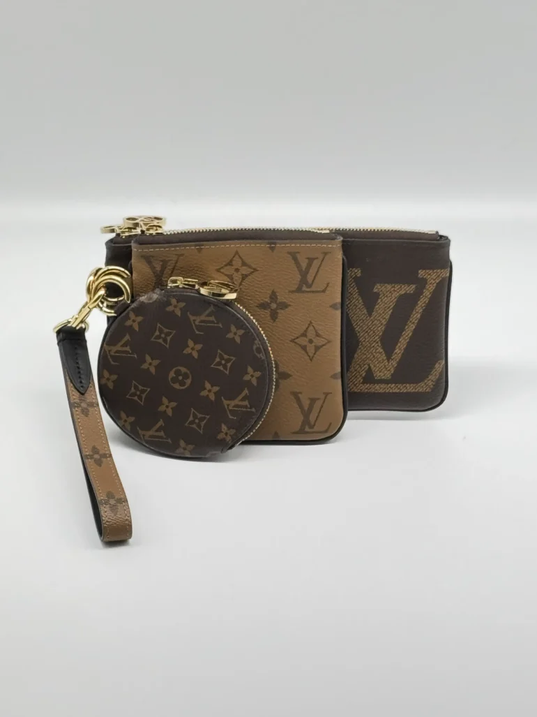 Pre Owned Louis Vuitton Reverse Monogram Giant Trio Pouch
