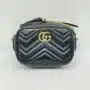 Pre Owned GUCCI GG Marmont Mini Camera Shoulder Crossbody Bag in Black Quilted with Gold Hardware