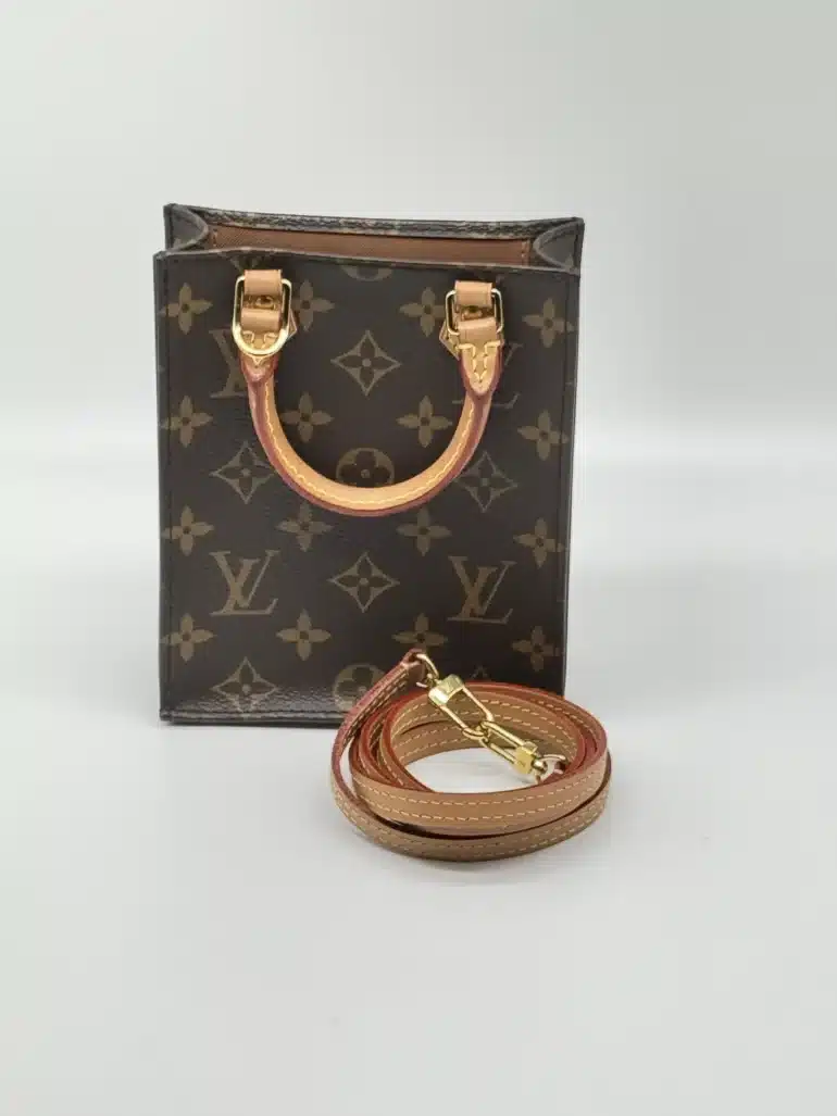 Pre Owned Louis Vuitton Petit Sac Plat Monogram Crossbody Tote