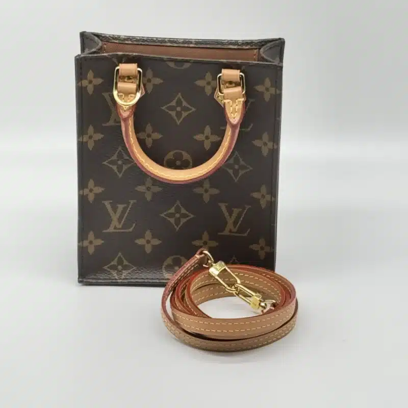 Pre Owned Louis Vuitton Petit Sac Plat Monogram Crossbody Tote