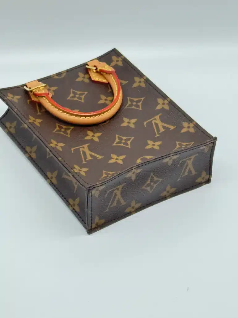 Pre Owned Louis Vuitton Petit Sac Plat Monogram Crossbody Tote