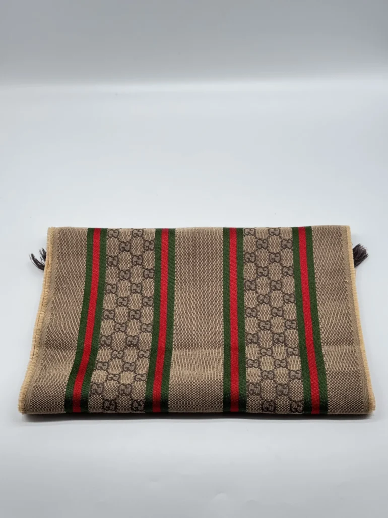 Pre Owned GUCCI Scarf Authentic Cloth Fashion GG Sherry Line Silk