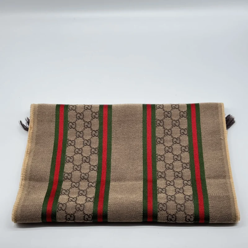 Pre Owned GUCCI Scarf Authentic Cloth Fashion GG Sherry Line Silk