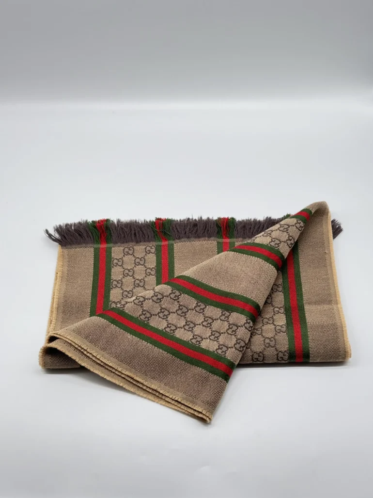 Pre Owned GUCCI Scarf Authentic Cloth Fashion GG Sherry Line Silk