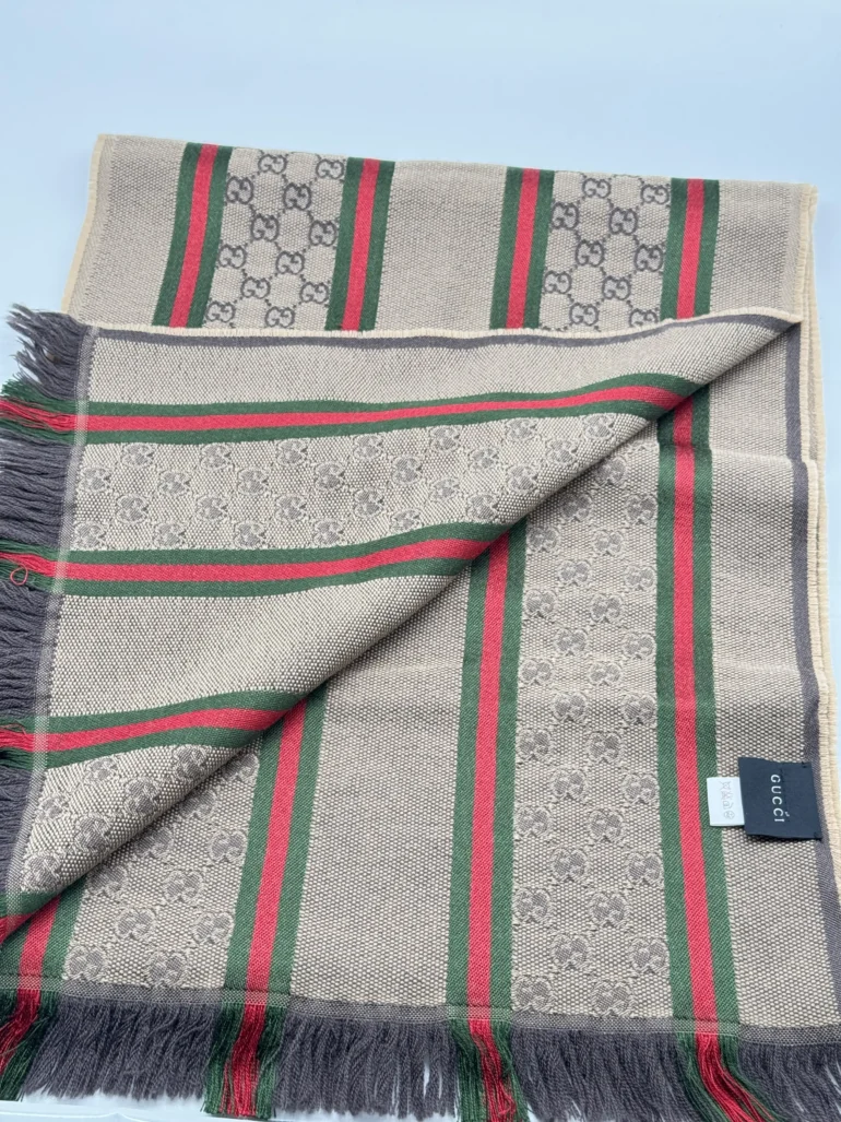 Pre Owned GUCCI Scarf Authentic Cloth Fashion GG Sherry Line Silk