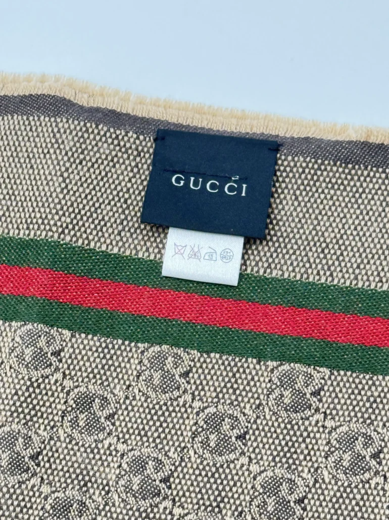 Pre Owned GUCCI Scarf Authentic Cloth Fashion GG Sherry Line Silk