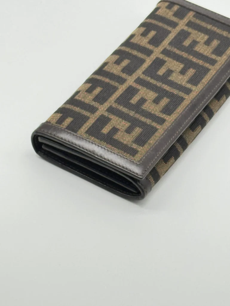 Pre Owned Fendi Zucca Canvas Long Wallet