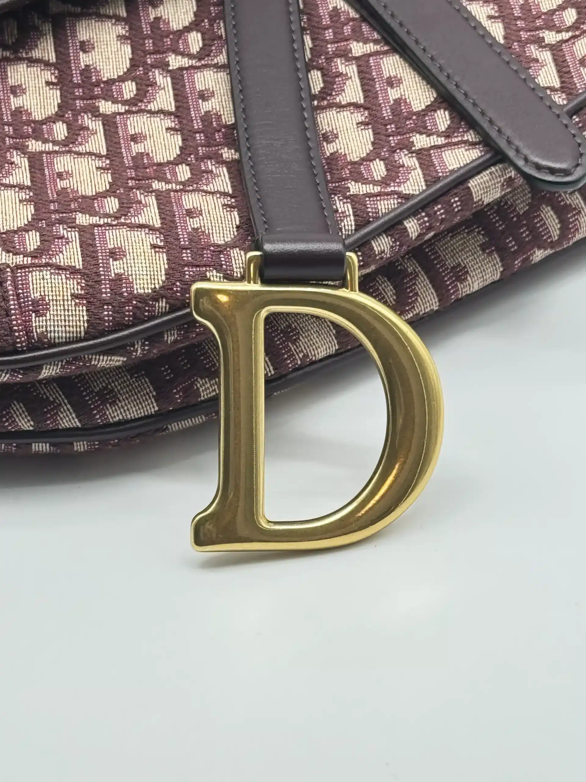 Pre-owned Christian Dior Canvas Shoulder Bags Oblique Saddle Bag Burgundy