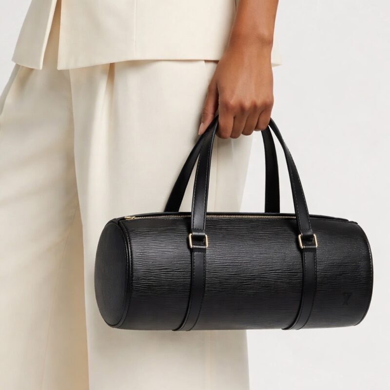 Pre Owned LOUIS VUITTON Epi Soufflot Black Set