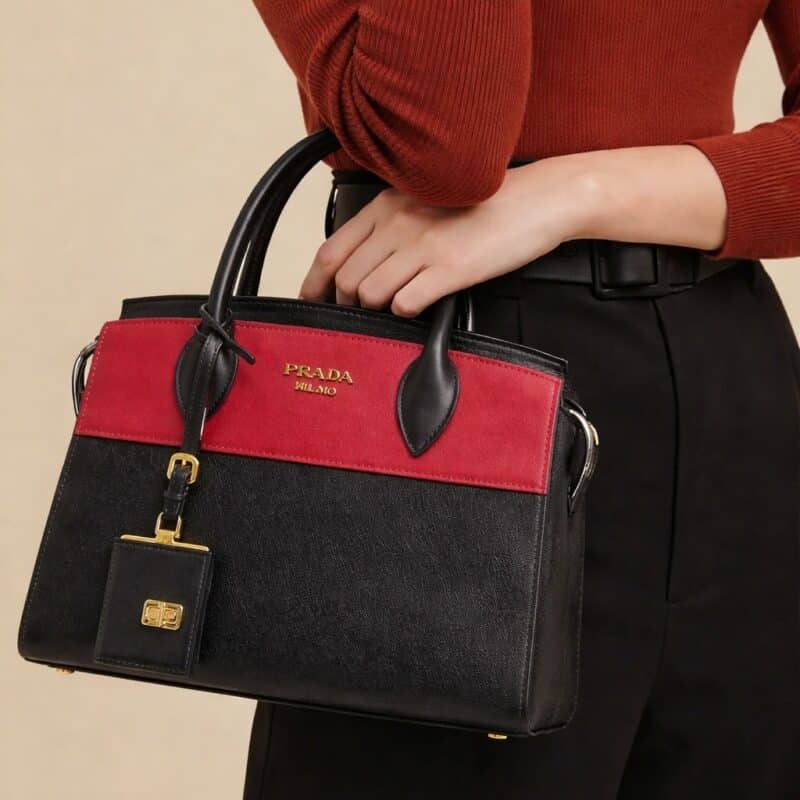 Pre Owned PRADA Saffiano Esplanade Top Handle Bag