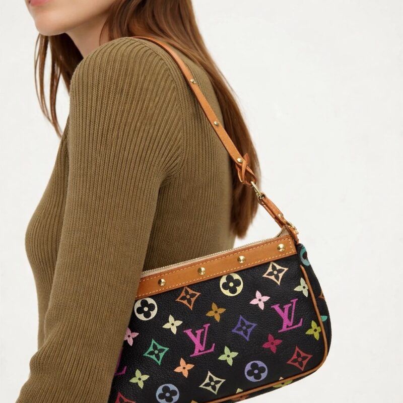Pre Owned Louis Vuitton Takashi Murakami Monogram Multicolor Pochette Accessories