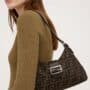 Pre Owned FENDI Zucca FF Slip Pocket Shoulder Bag