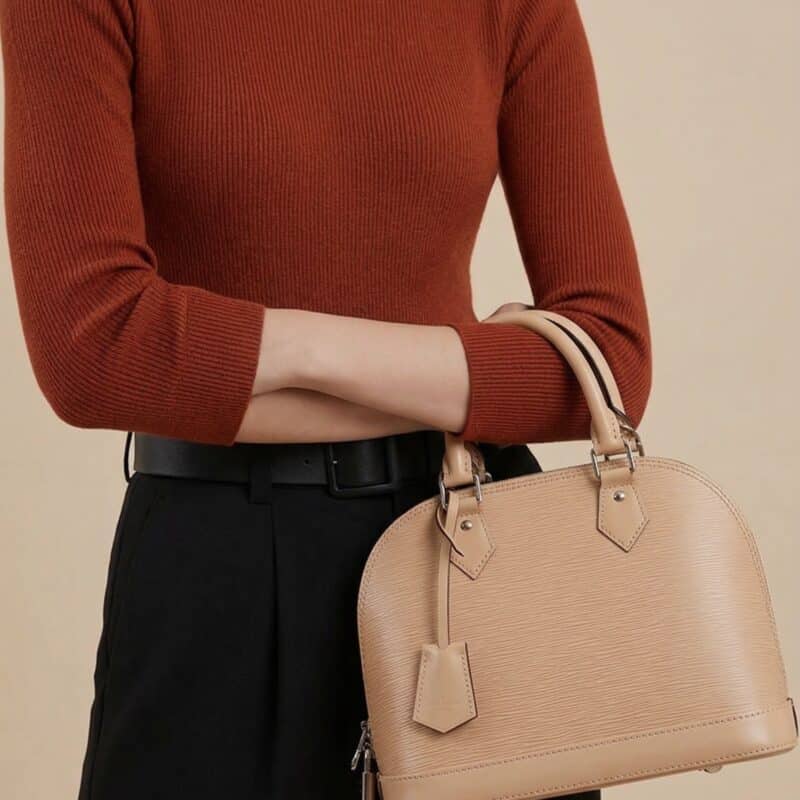 Pre Owned LOUIS VUITTON Alma PM Beige Epi Leather Top Handle Bag