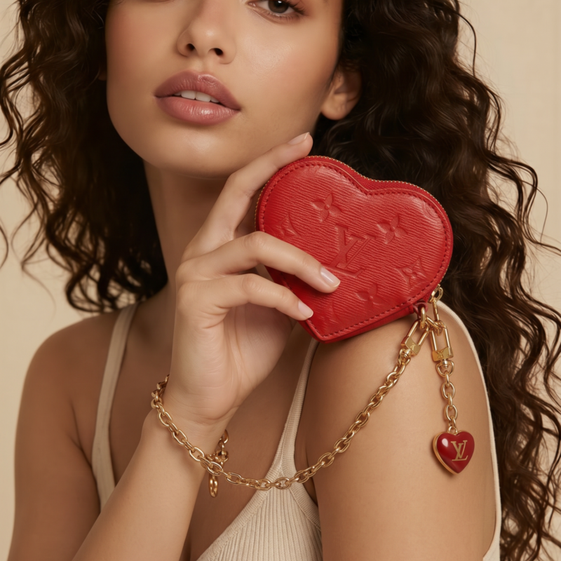 Pre-Owned LOUIS VUITTON Coeur Heart Coin Purse Pomme d'Amour