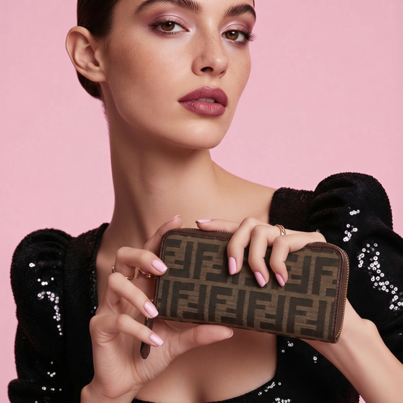 Pre Owned FENDI Zucca FF Zippy Wallet