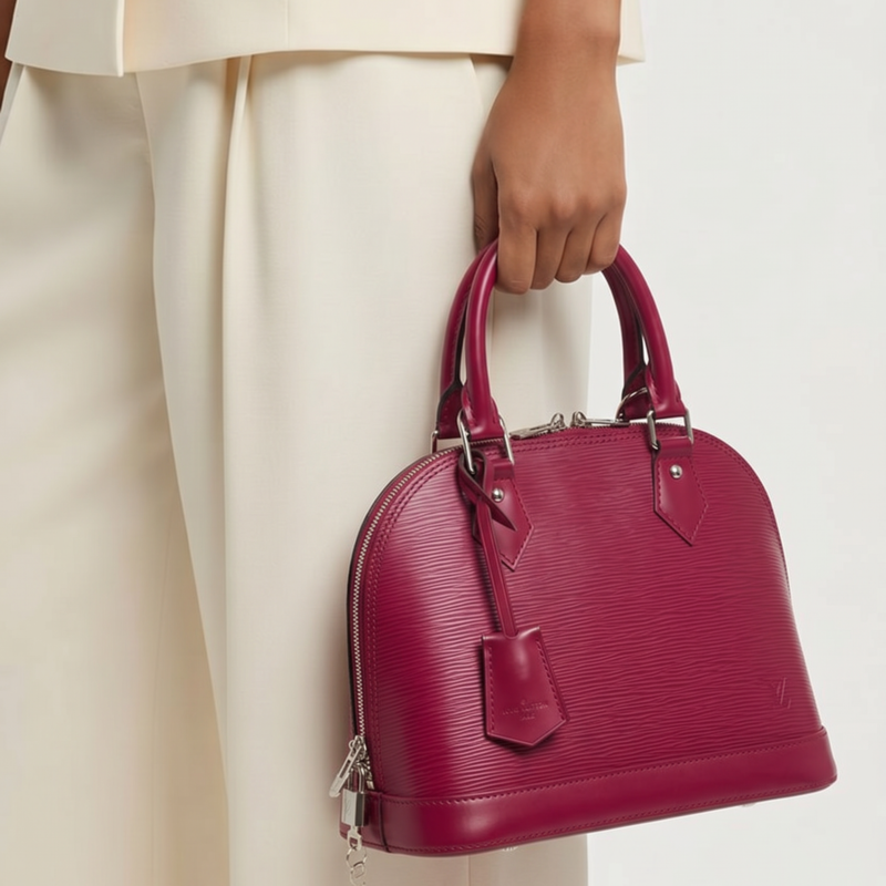 Pre Owned LOUIS VUITTON Alma PM Epi Fushia Top Handle Bag