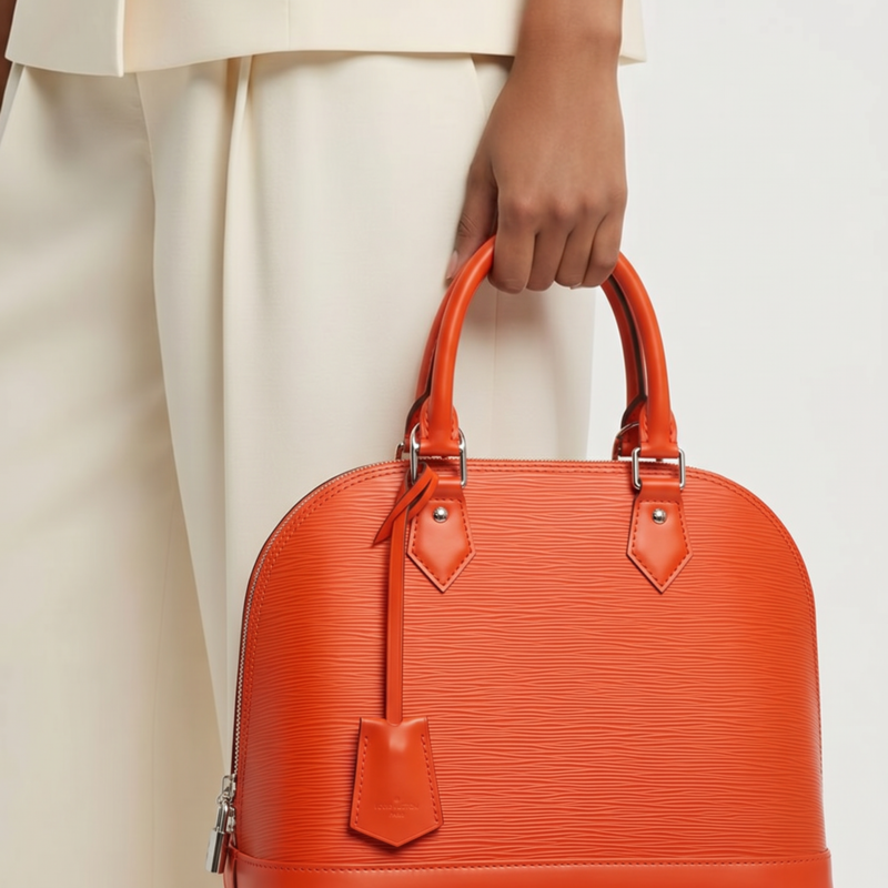 Pre Owned LOUIS VUITTON Alma PM Orange Epi Top Handle Bag