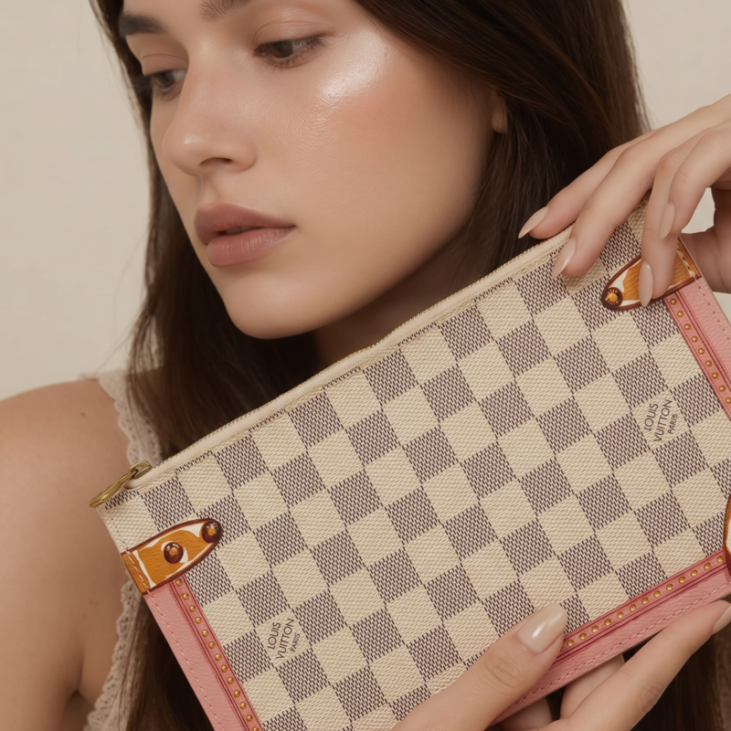 Pre-Owned LOUIS VUITTON Azur Limited Edition Neverfull Pouch GM