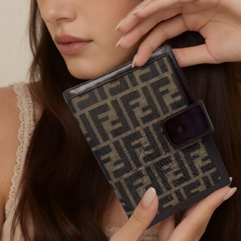 Pre Owned Fendi Zucca Leather Agenda MM