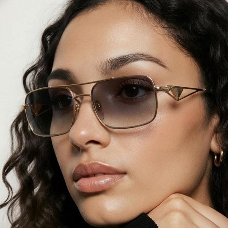 Pre-Owned PRADA Sunglasses in Gold Metal Frame with Tinted Lens