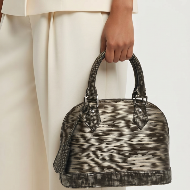 Pre-owned Louis Vuitton Epi Leather Tote Bags Alma BB Black & Silver Metallic Top Handle Bag